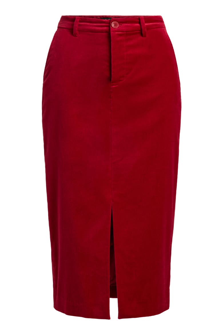 Stretch Velvet Pencil Skirt, Alternate, color, RED VELVET