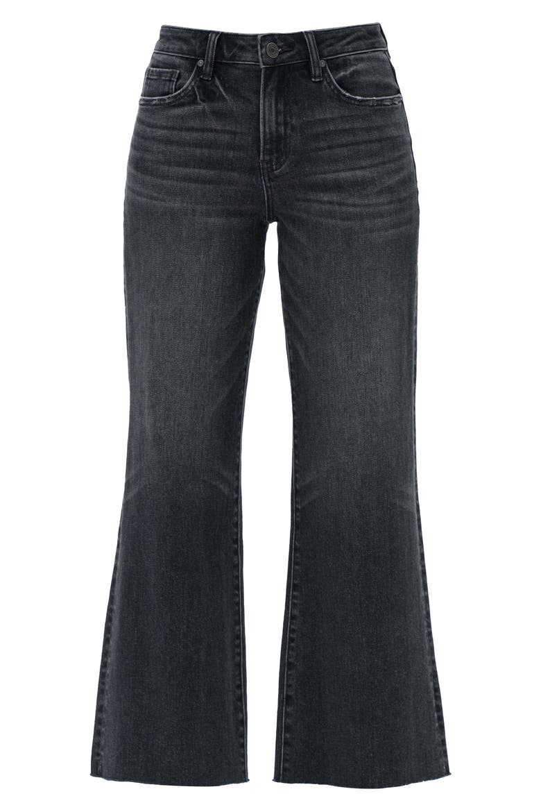 Raw Hem Mid Rise Wide Leg Jeans, Alternate, color, DARK GREY