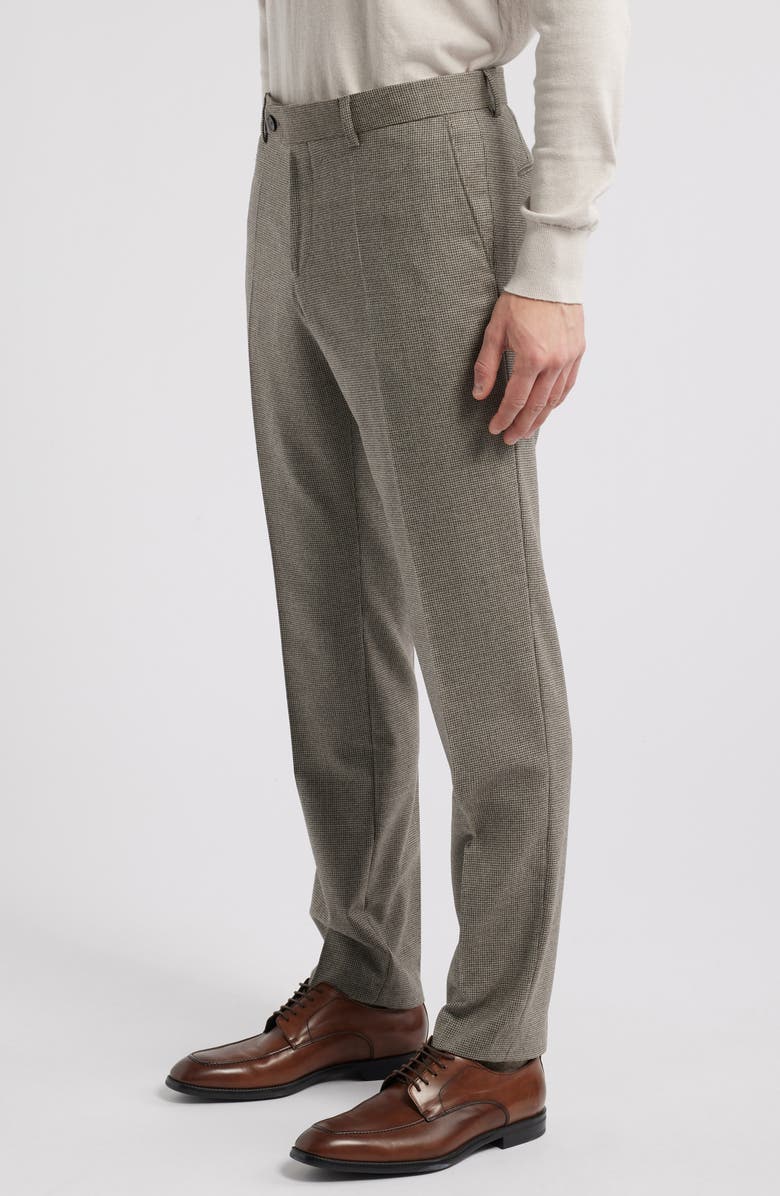 BOSS Genius Flat Front Microcheck Stretch Wool Dress Pants, Alternate, color, Open White Beige