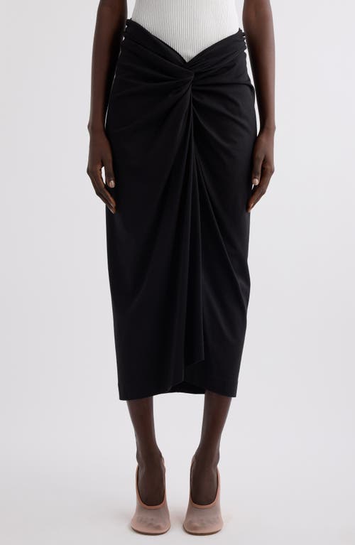 Dries Van Noten Knot Front Cotton Jersey Midi Skirt In Black