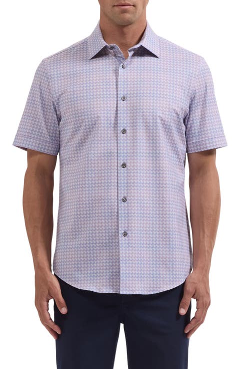 Miles OoohCotton® Grid Short Sleeve Button-Up Shirt