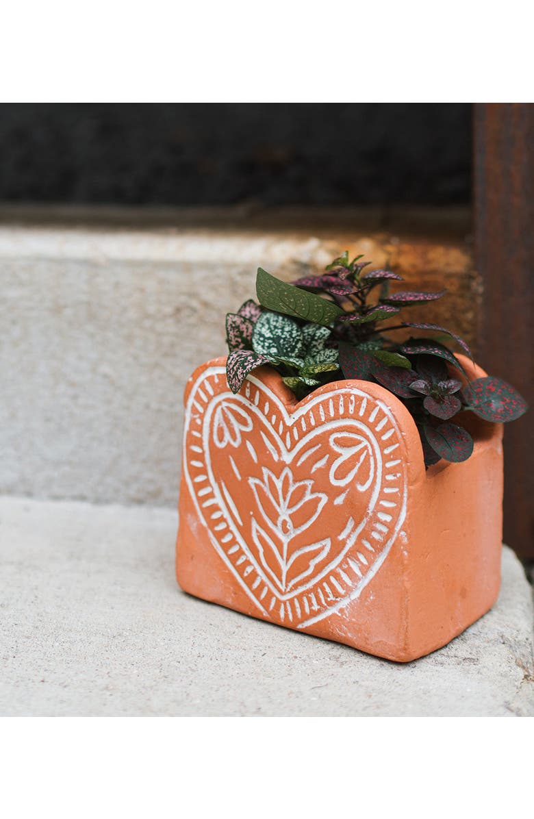 Matr Boomie Vasanta Heart Planter with Drainage, Alternate, color, Terracotta