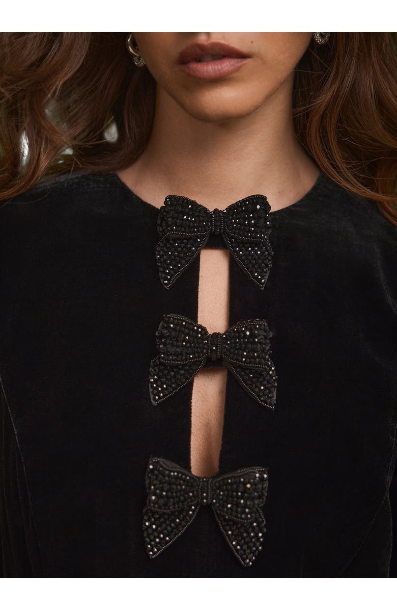 MINT VELVET Velvet Bow Midi Dress, Alternate, color, Black