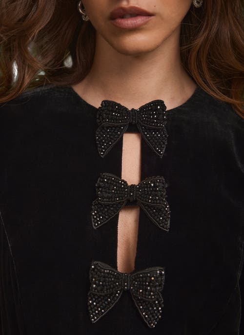 Mint Velvet Velvet Bow Midi Dress In Black