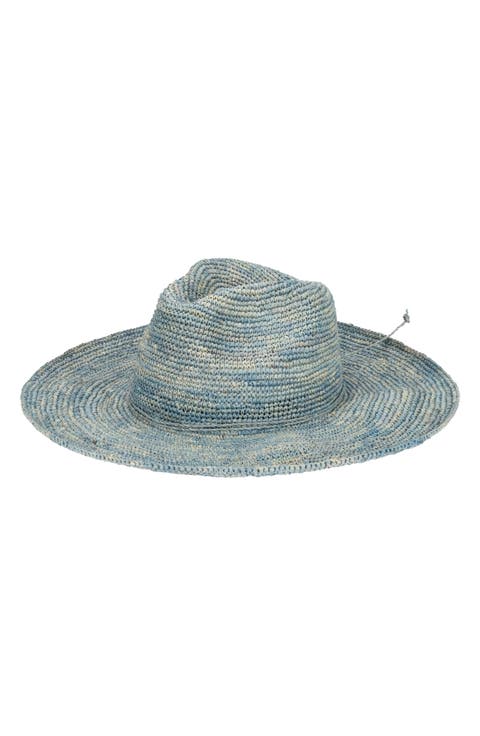 Marina Crochet Raffia Straw Fedora