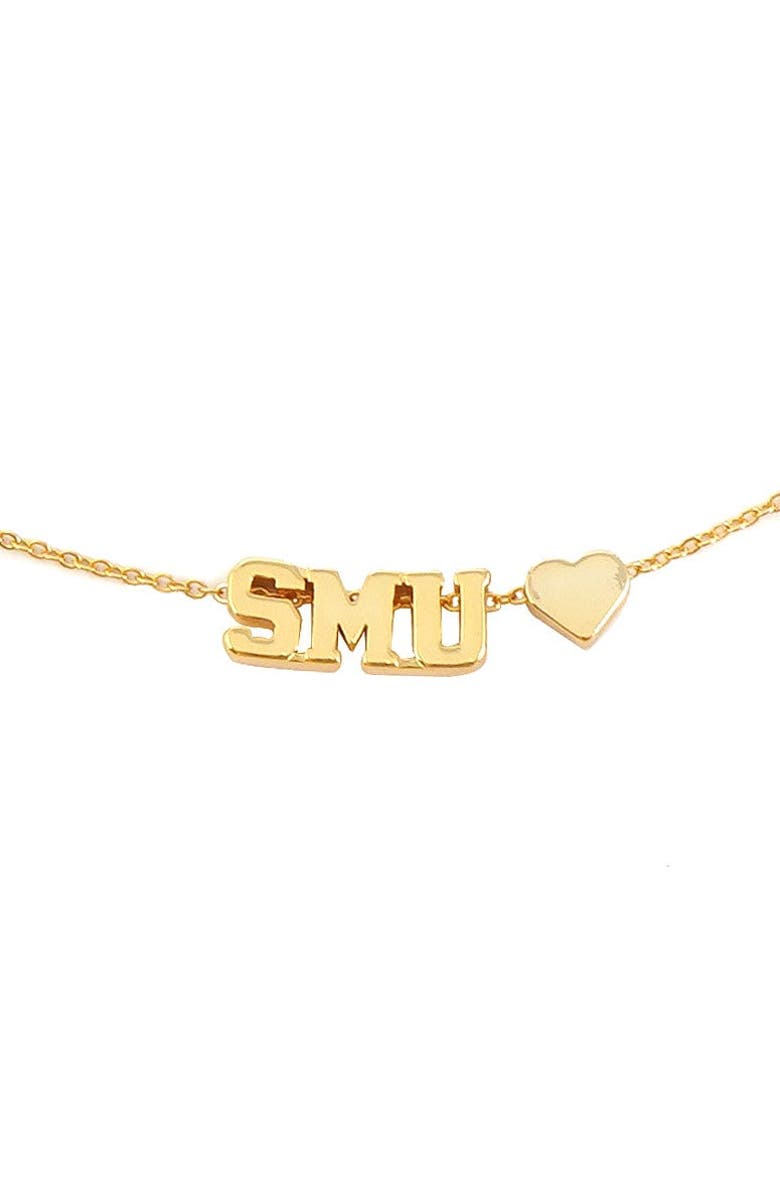 Color Shout Southern Methodist University Gold Heart Necklace, Main, color, Yellow Gold