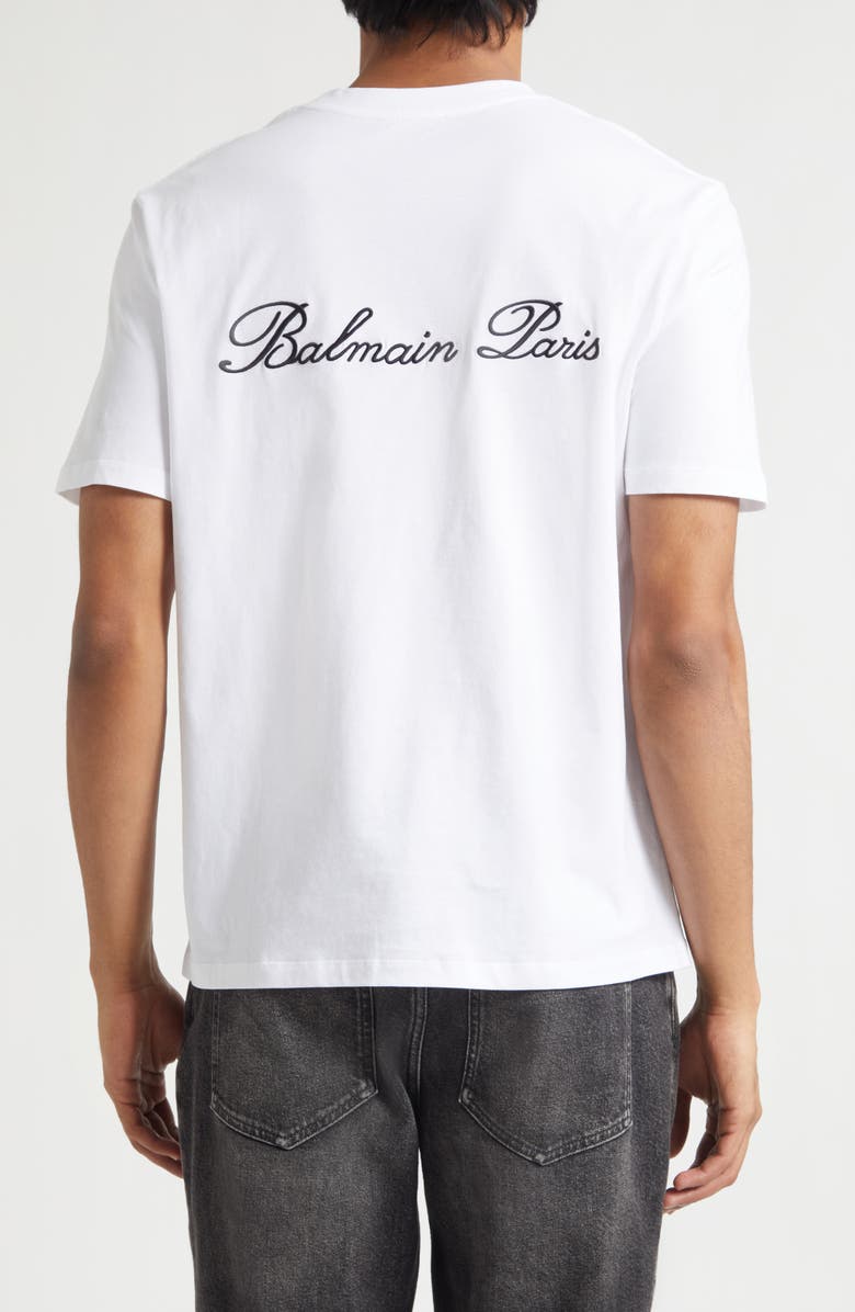 Balmain Paris Signature Embroidered T-Shirt, Alternate, color, Gab Black/ White