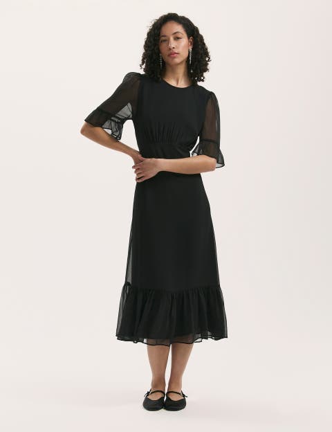 Jennifer Short Sleeve Chiffon Midi Dress
