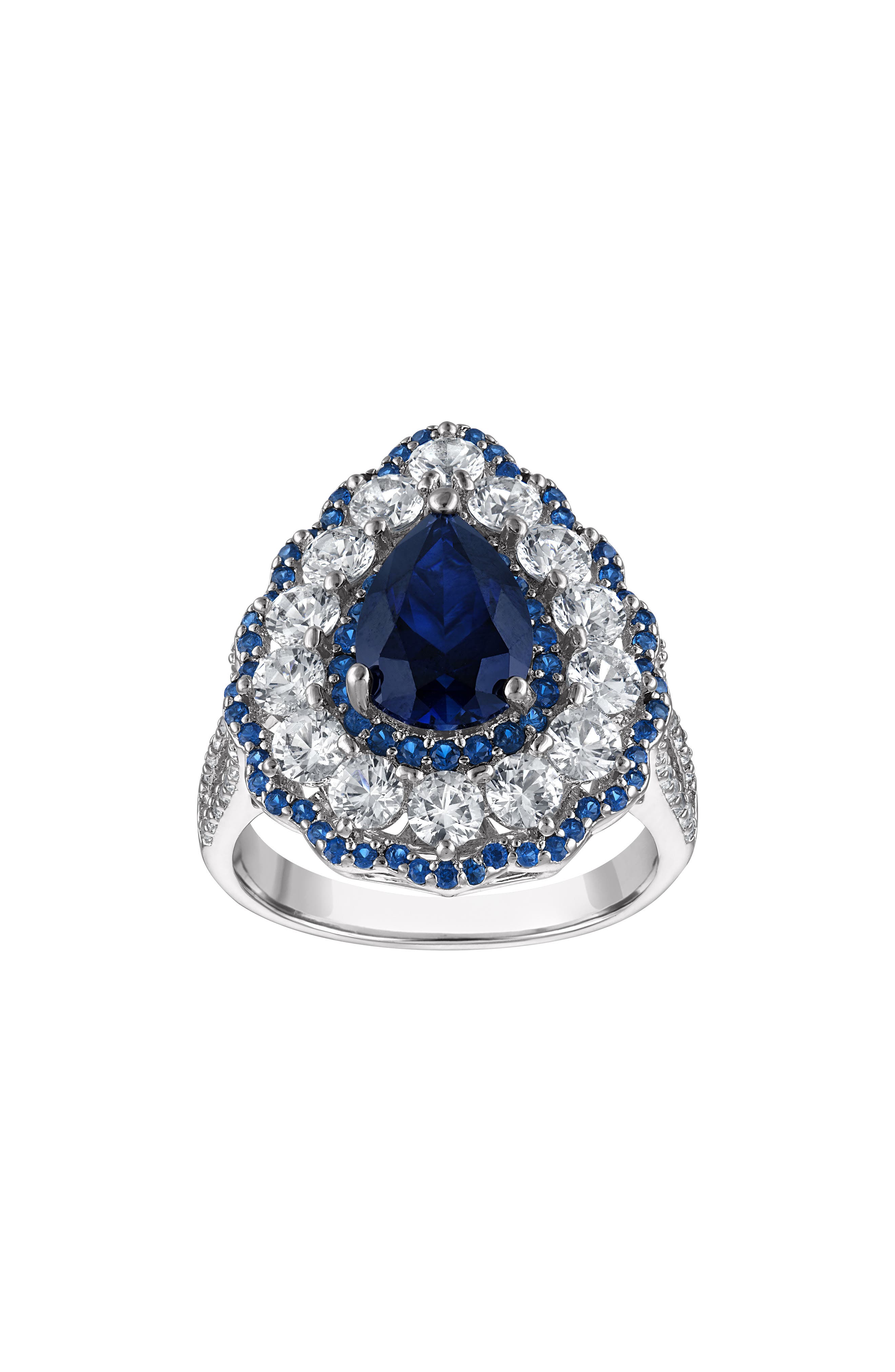 Lab Created Blue Sapphire Pear Ring