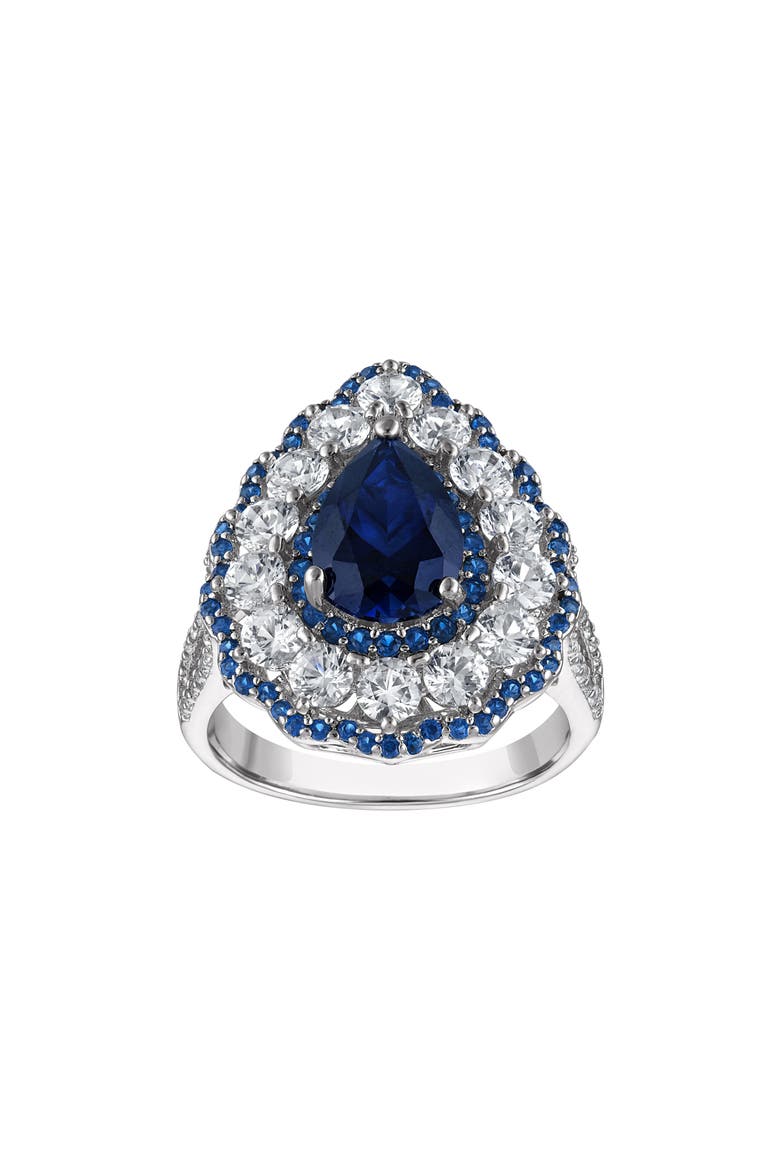 Lab Created Blue Sapphire Pear Ring, Main, color, BLUE