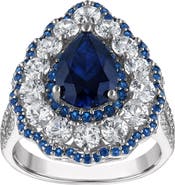 FZN Lab Created Blue Sapphire Pear Ring