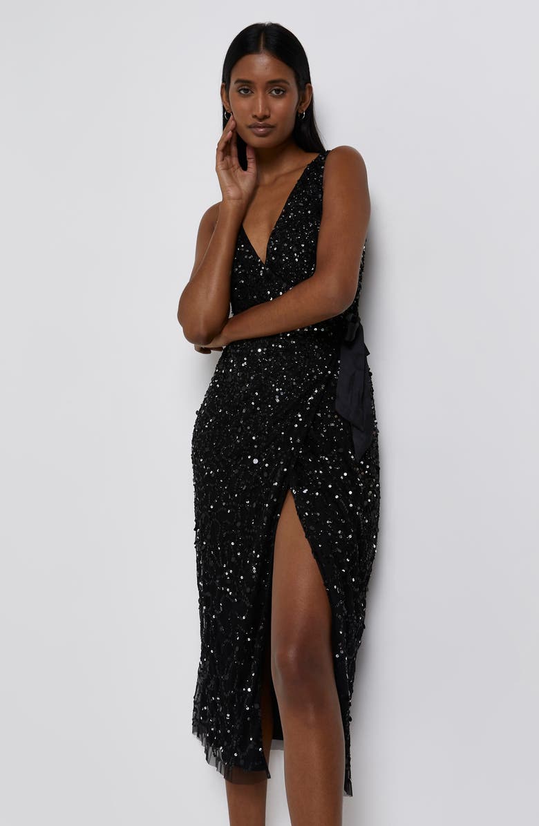 River Island Sequin Wrap Dress, Alternate, color, 