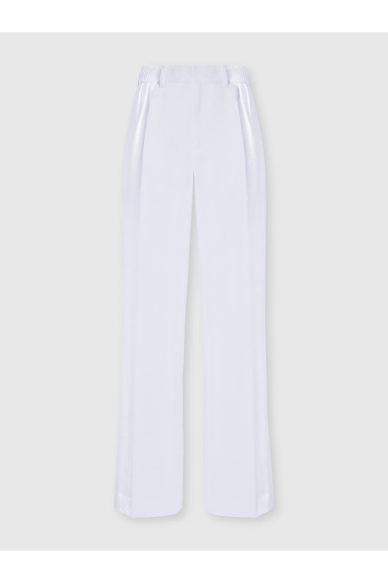 Classic Trousers In Cotton And Viscose Tone-on-tone Zig Zag, Main, color, White