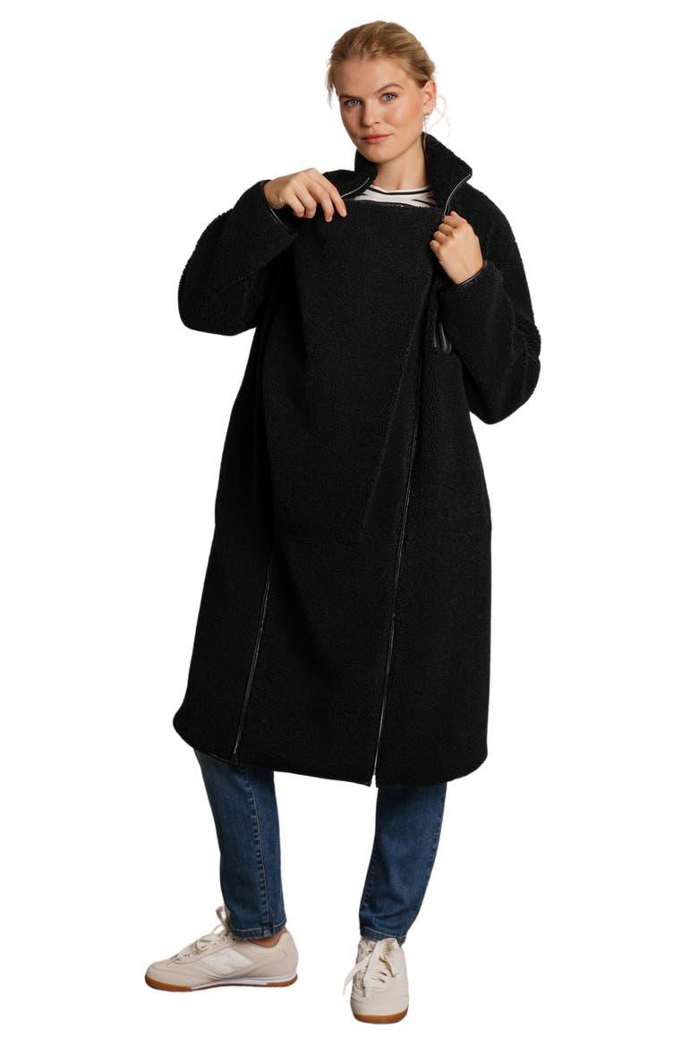 Teddi Maternity & Baby Wearing Long Coat, Alternate, color, BLACK