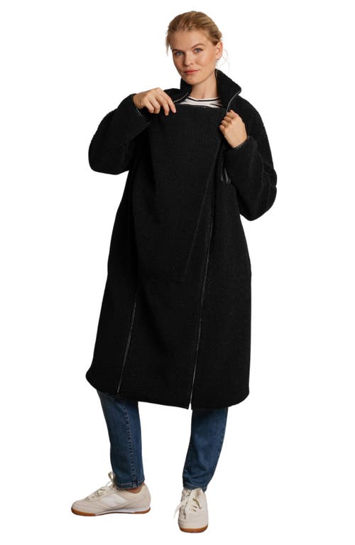 Nom Maternity Teddi Faux Shearling Maternity Coat In Black