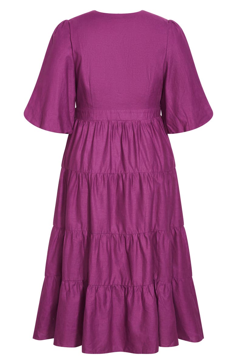 City Chic English Rose Linen & Cotton Wrap Maxi Dress, Alternate, color,