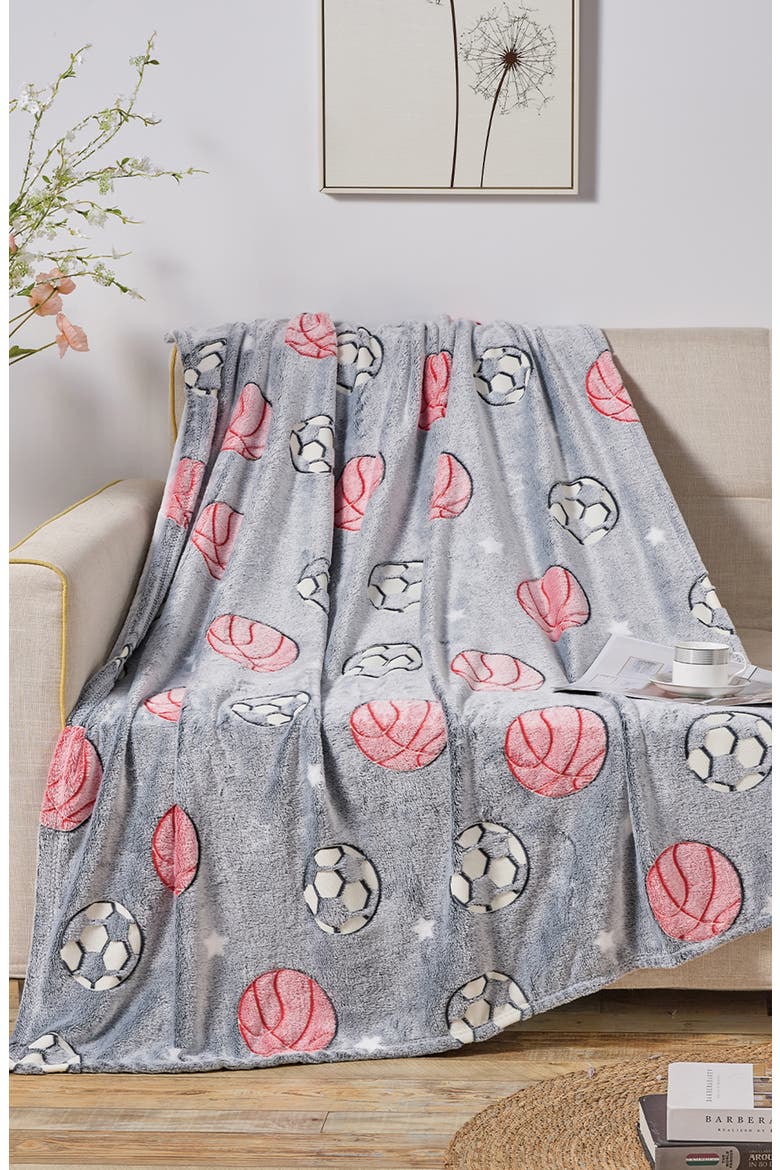 Glow-in-the-Dark Fleece Throw Blanket, Alternate, color, ALL-STAR