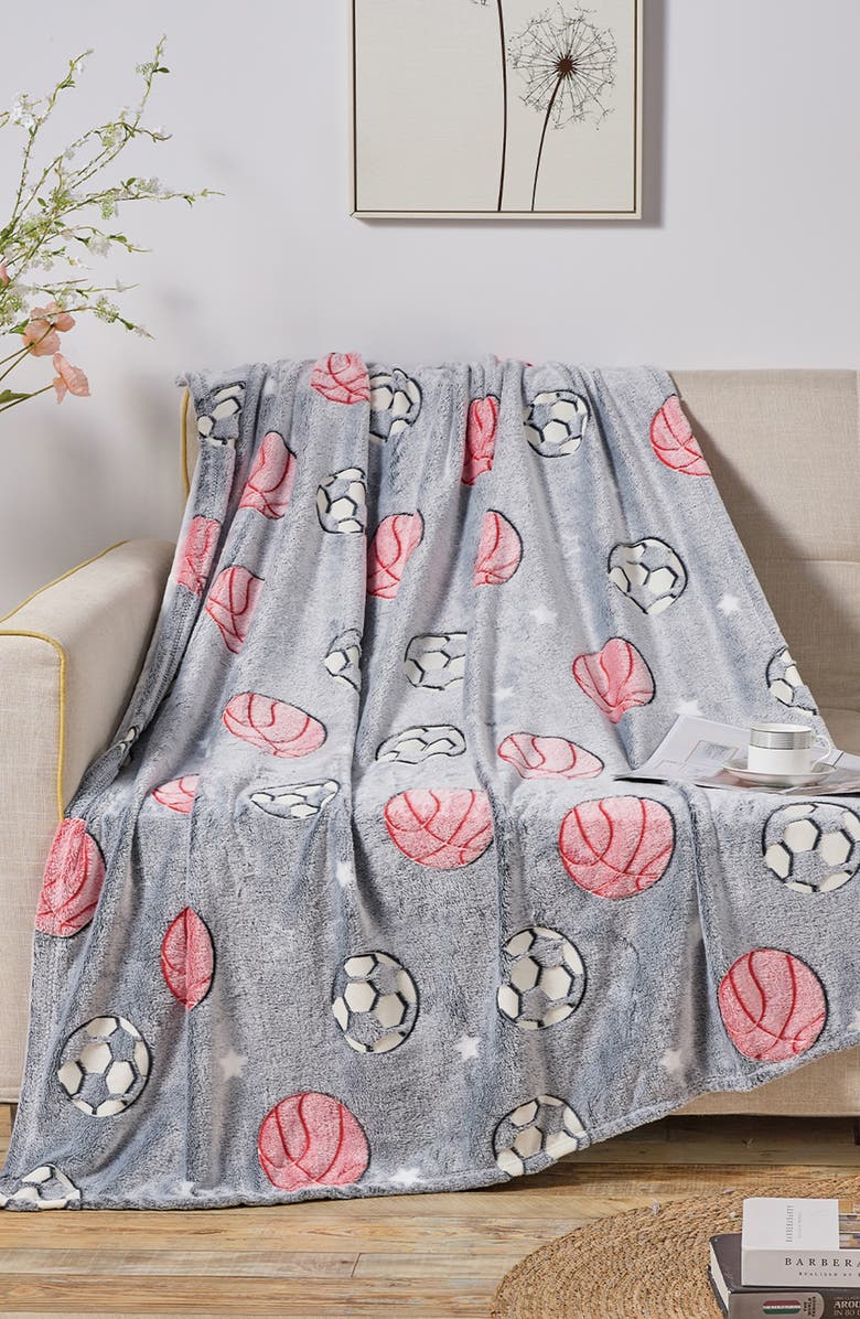 Luxury Home Glow-in-the-Dark Fleece Throw Blanket, Alternate, color, All-Star