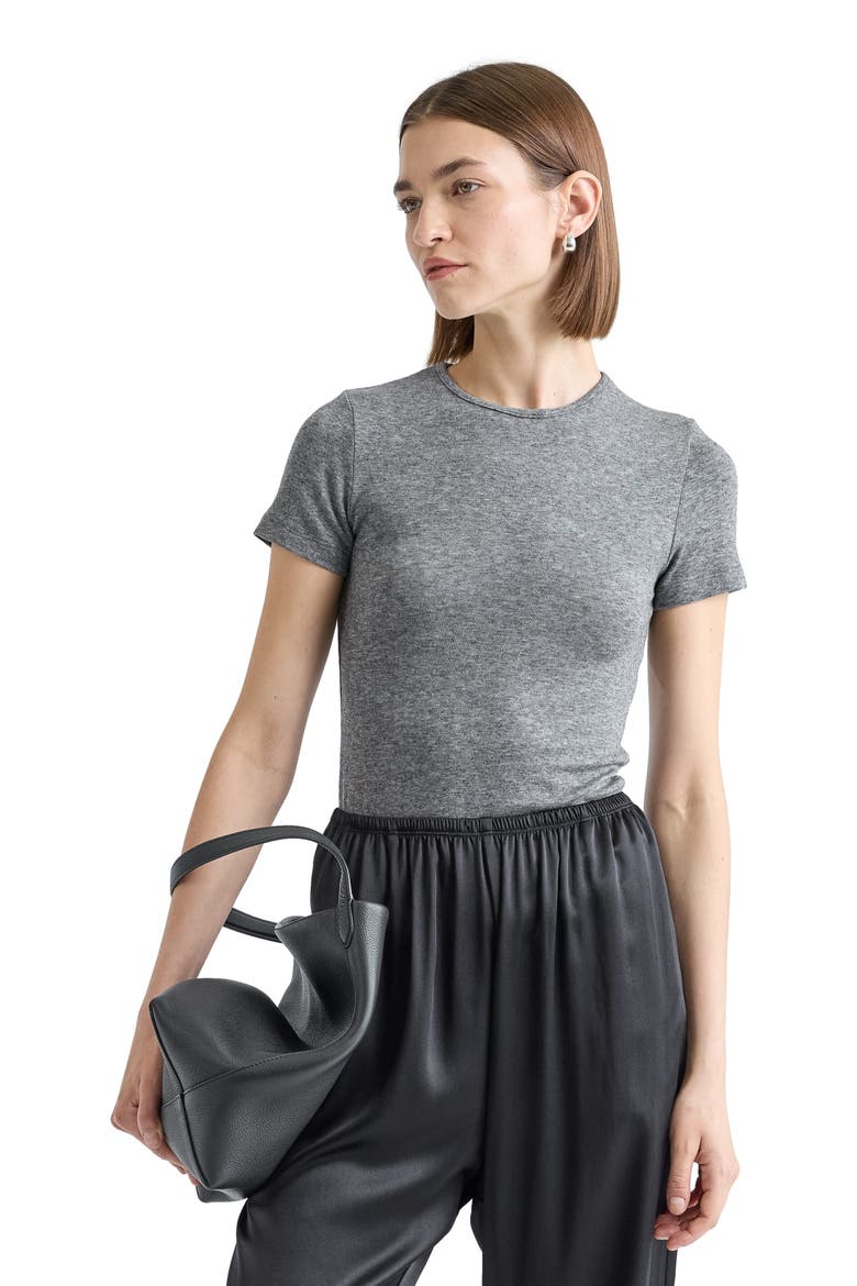 Short Sleeve Knit Top, Alternate, color, Charcoal