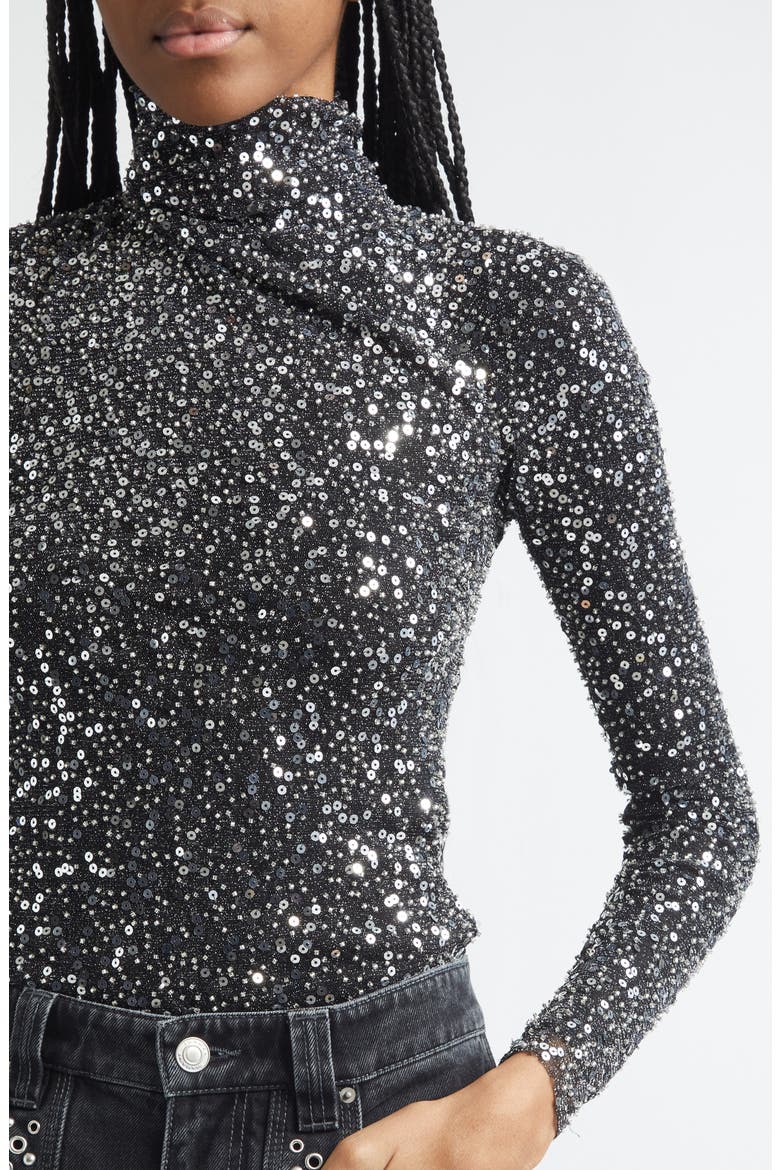 Lou Sequin High Neck Top, Alternate, color, SILVER