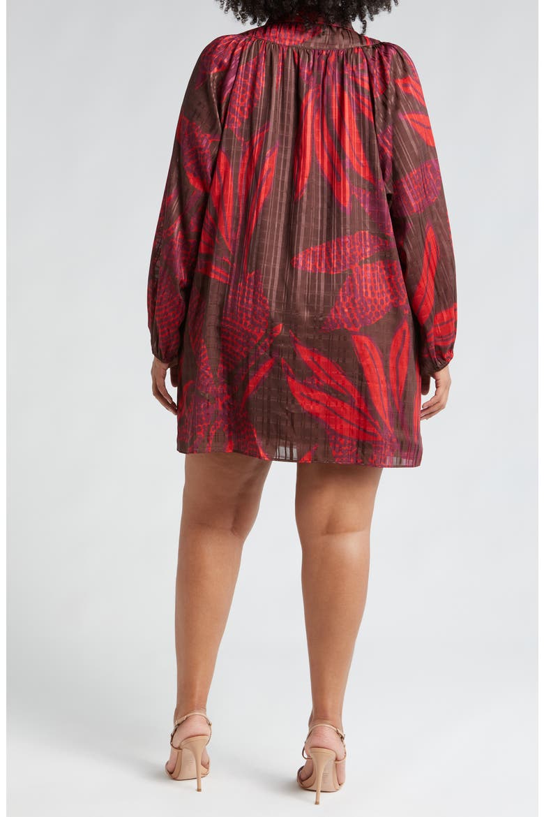 Elisa Long Sleeve Minidress, Alternate, color, COCOA/ RED