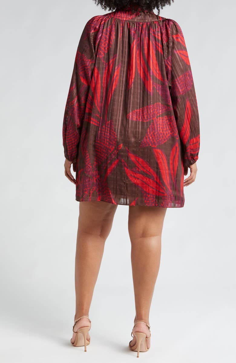 CIEBON Elisa Long Sleeve Minidress, Alternate, color, Cocoa/ Red