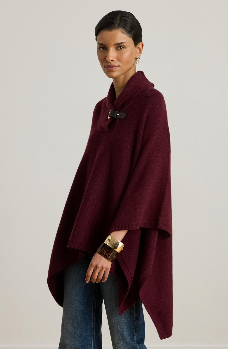 Lauren Ralph Lauren Wool Blend Cape, Alternate, color, Dark Garnet