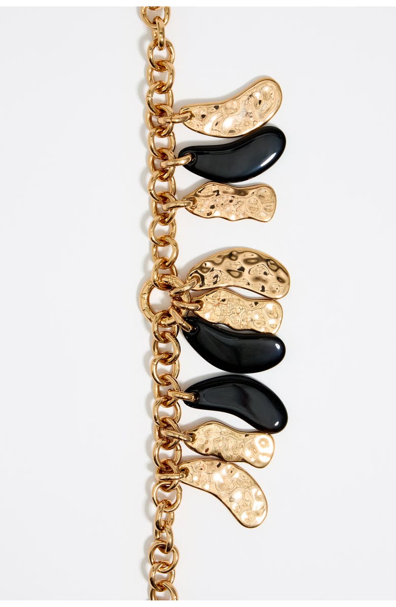 Bimba y Lola Textured Petals Chain Necklace, Alternate, color, Black