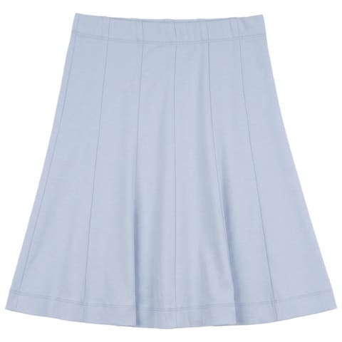 Cotton Spandex Elastic Waist Midi Panel Skirt (Little Kid & Big Kid)