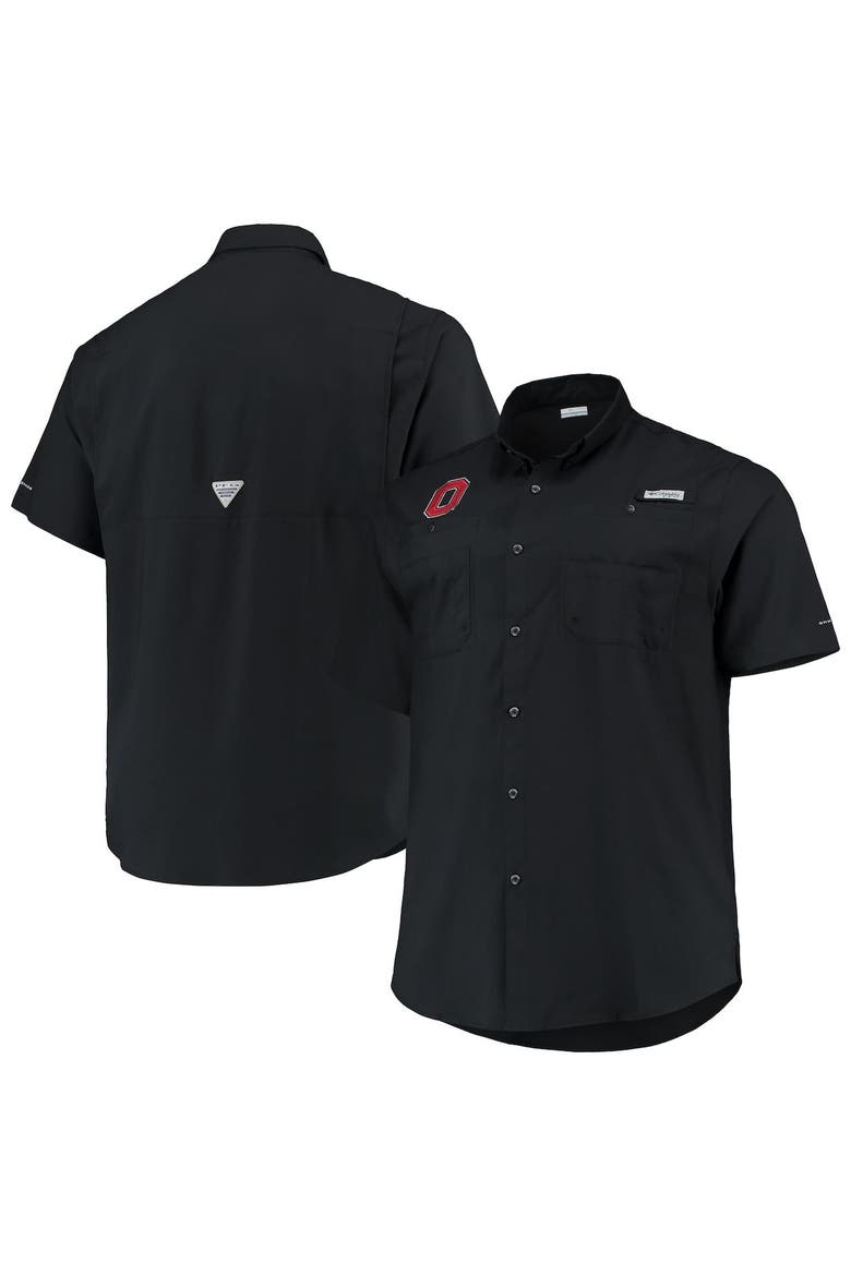 Men's Columbia Black Ohio State Buckeyes Big & Tall Tamiami Omni-Shade Button-Down Shirt, Alternate, color, Black
