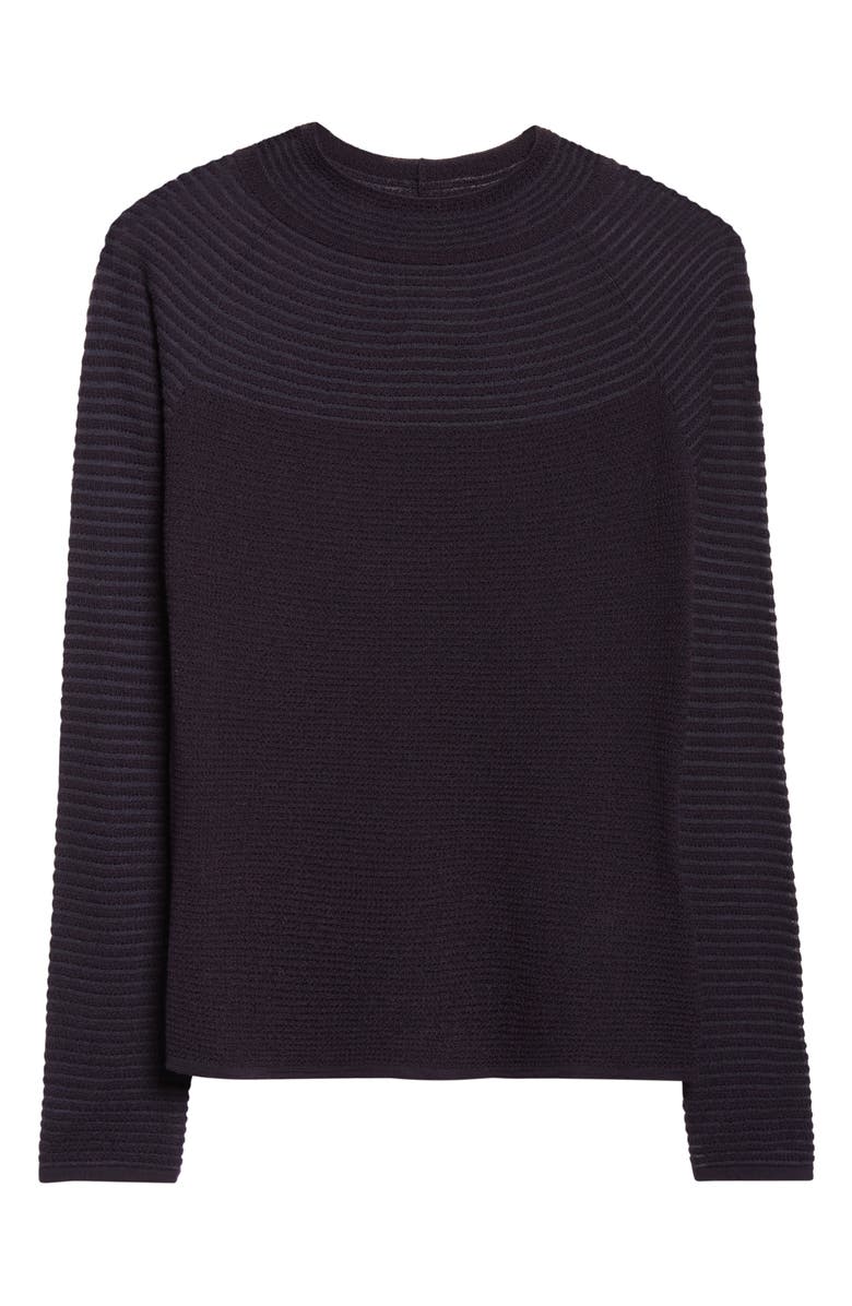 Lafayette 148 New York Textured Stripe Raglan Sleeve Sweater, Alternate, color, Ink