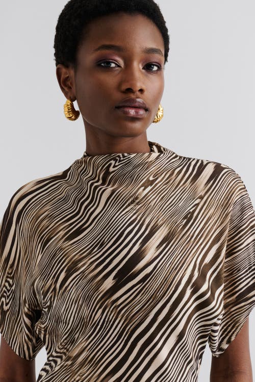 Malina Alivia Short Sleeve Satin Maxi Dress In Neutral