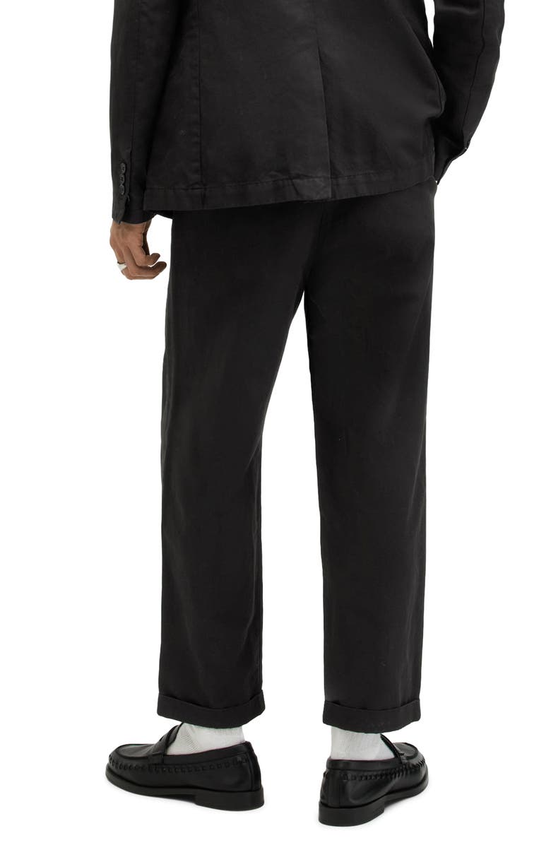 AllSaints Sainte Pleated Cotton & Linen Pants, Alternate, color, Licorice Black