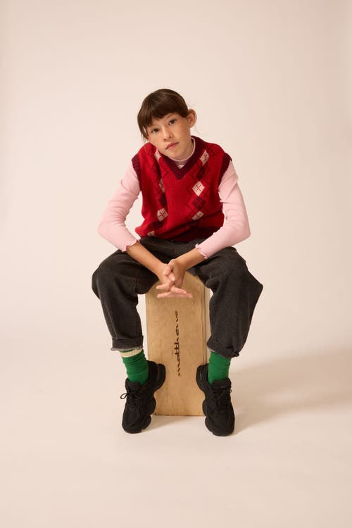 The Sunday Collective Wool Yearbook Vest In Red