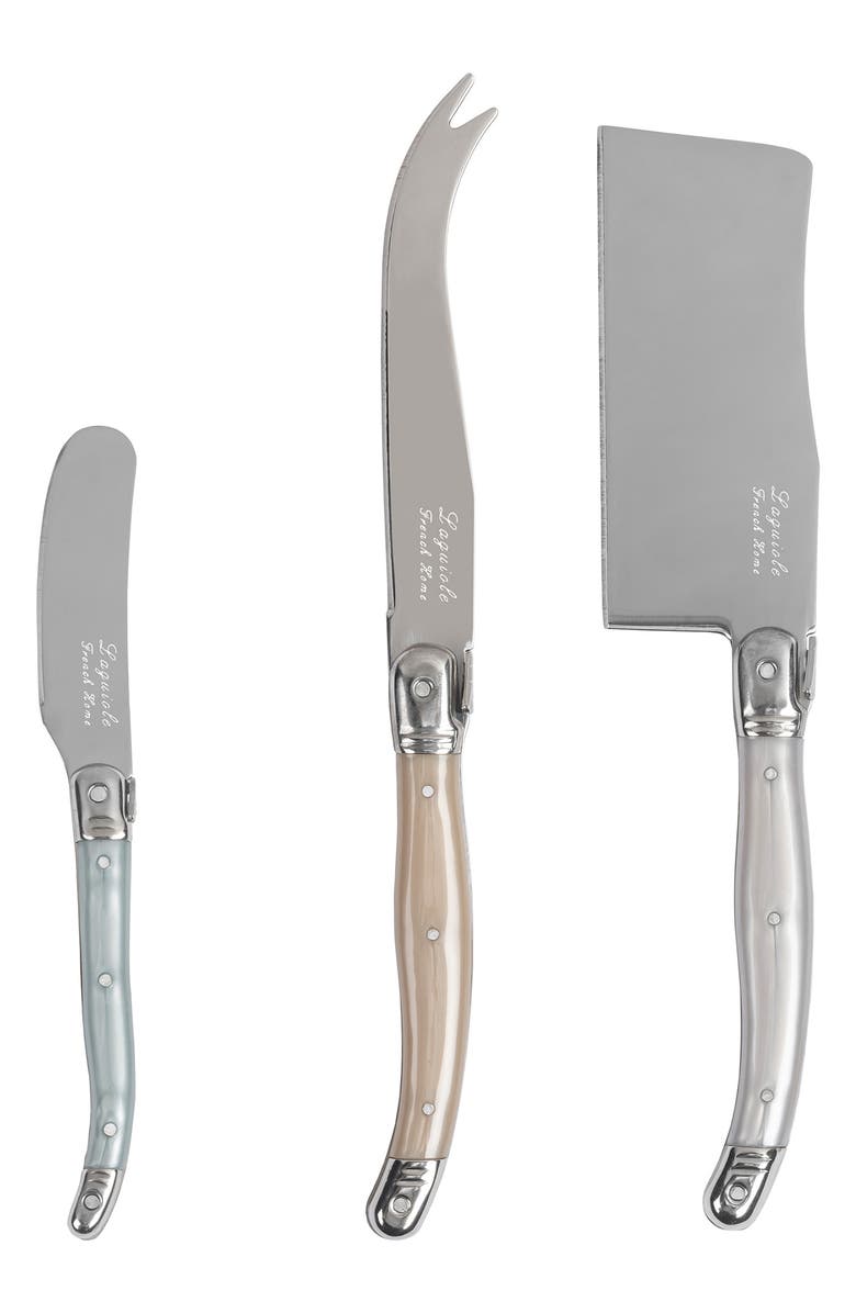 FRENCH HOME Set of 3 Assorted Laguiole Cheese Knives, Alternate, color, Silver Multi