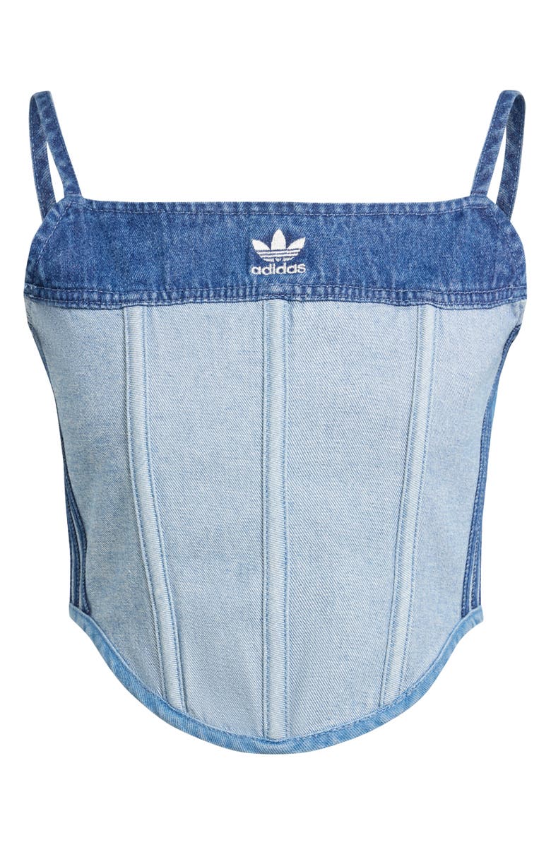 adidas x KSENIASCHNAIDER Patchwork Denim Corset Top, Alternate, color, 