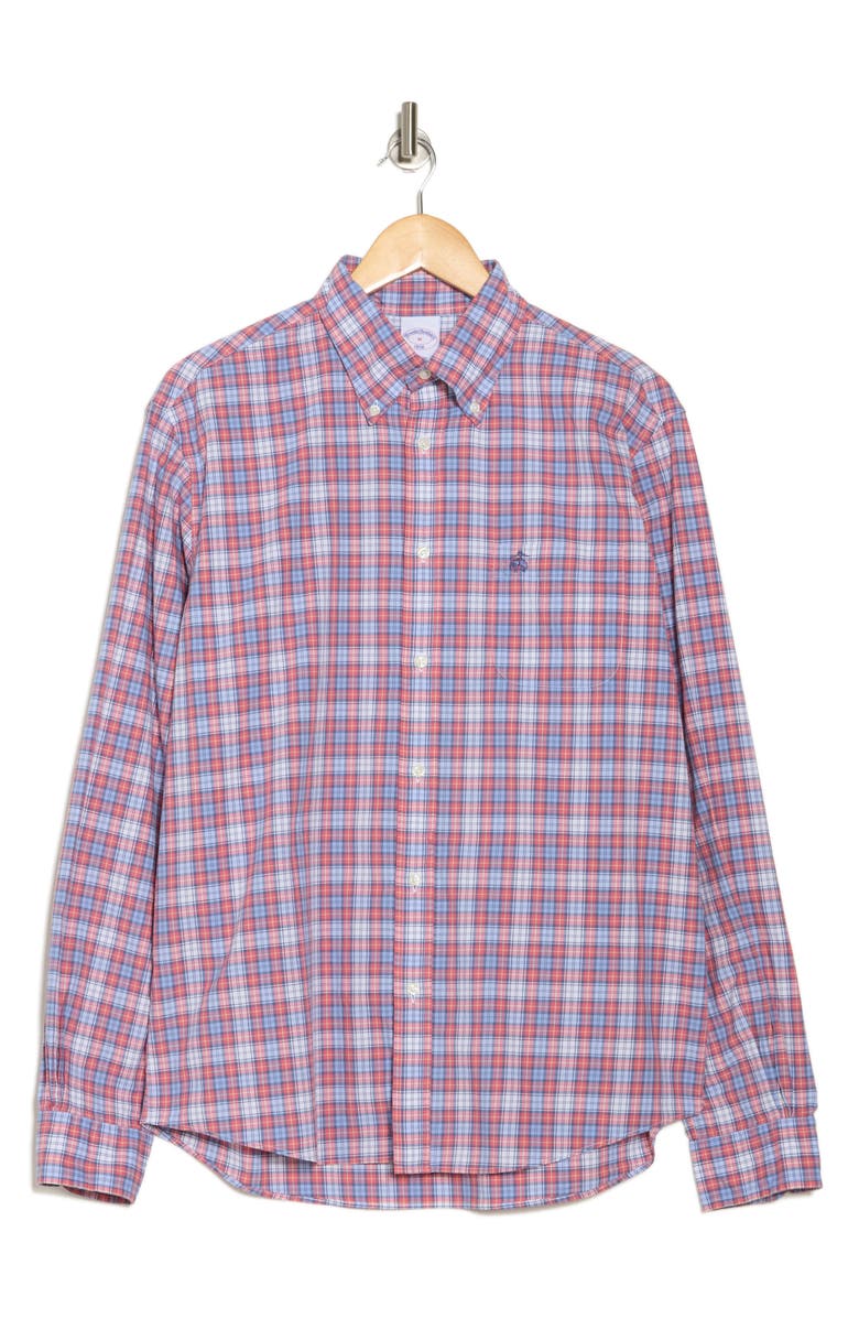 Brooks Brothers Plaid Long Sleeve Sport Fit Button-Down Shirt, Alternate, color, Slaterosetartan
