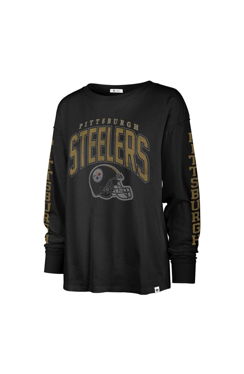 '47 Women's '47 Black Pittsburgh Steelers Tom Cat Long Sleeve T-Shirt, Alternate, color, 
