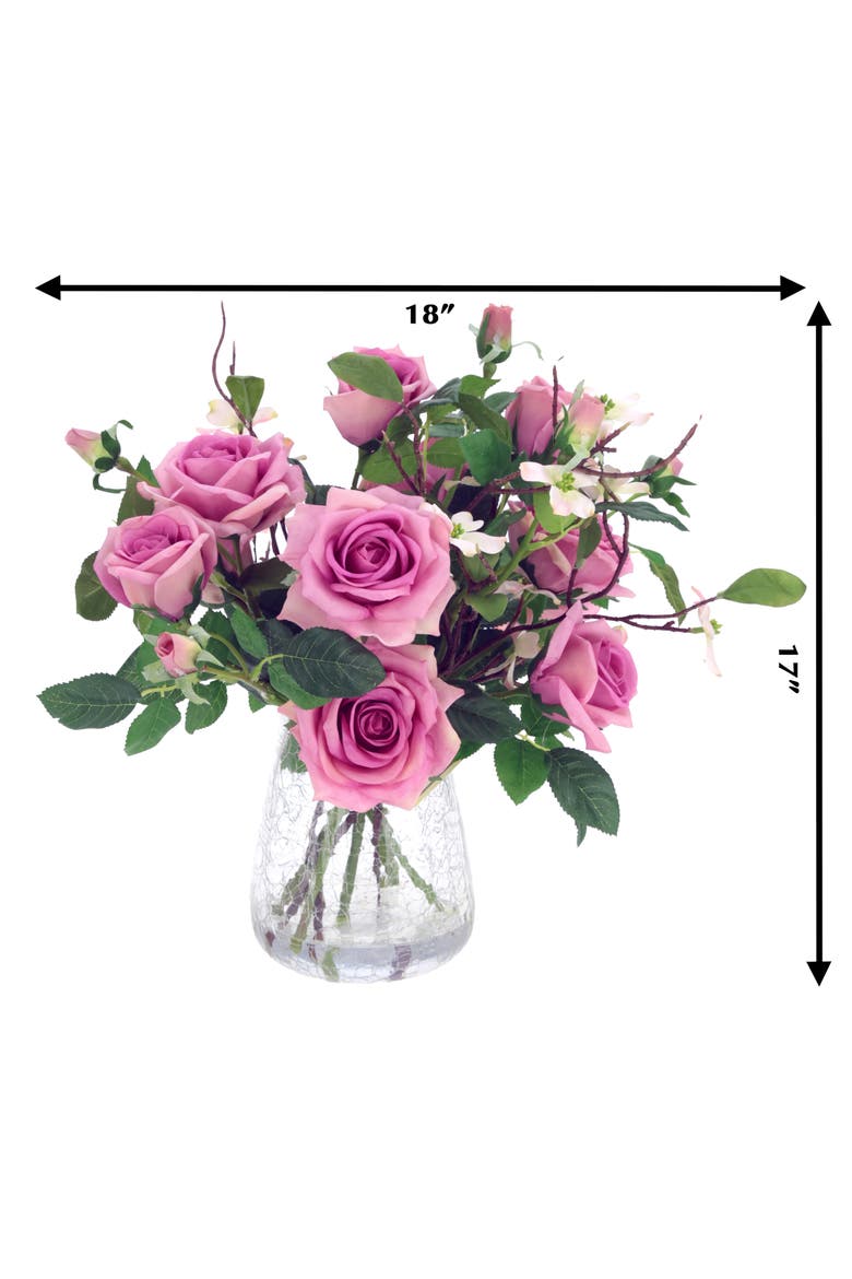 Roses in Crackle Vase, Alternate, color, Pink