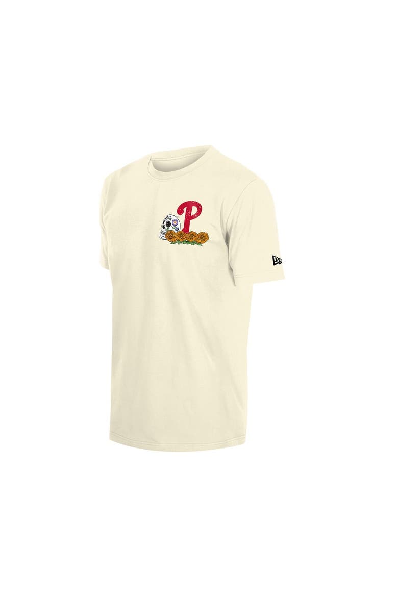 Men's New Era Natural Philadelphia Phillies Dia de los Muertos Sugar Skull T-Shirt, Alternate, color, Natural