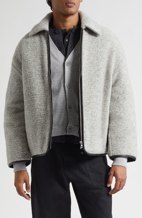 Contrast Trim Casual Wool Blend Jacket