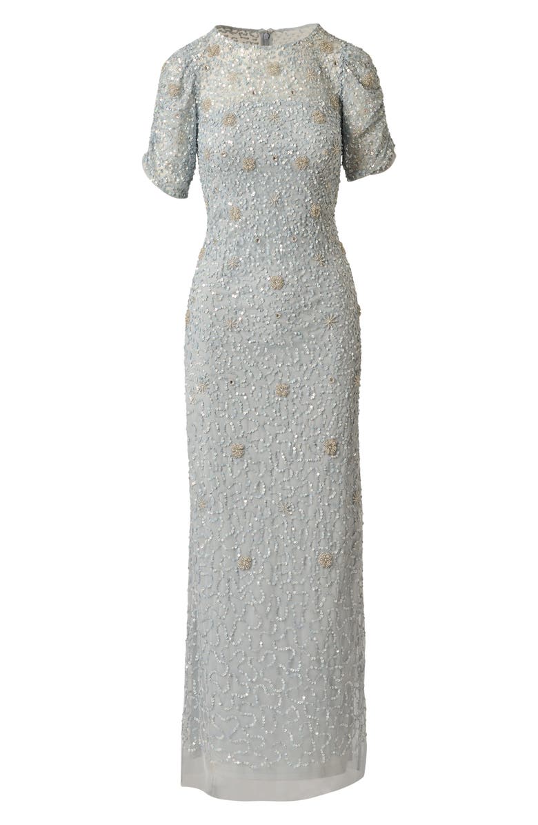 Adrianna Papell Ruched Sleeve Beaded Gown, Alternate, color, 