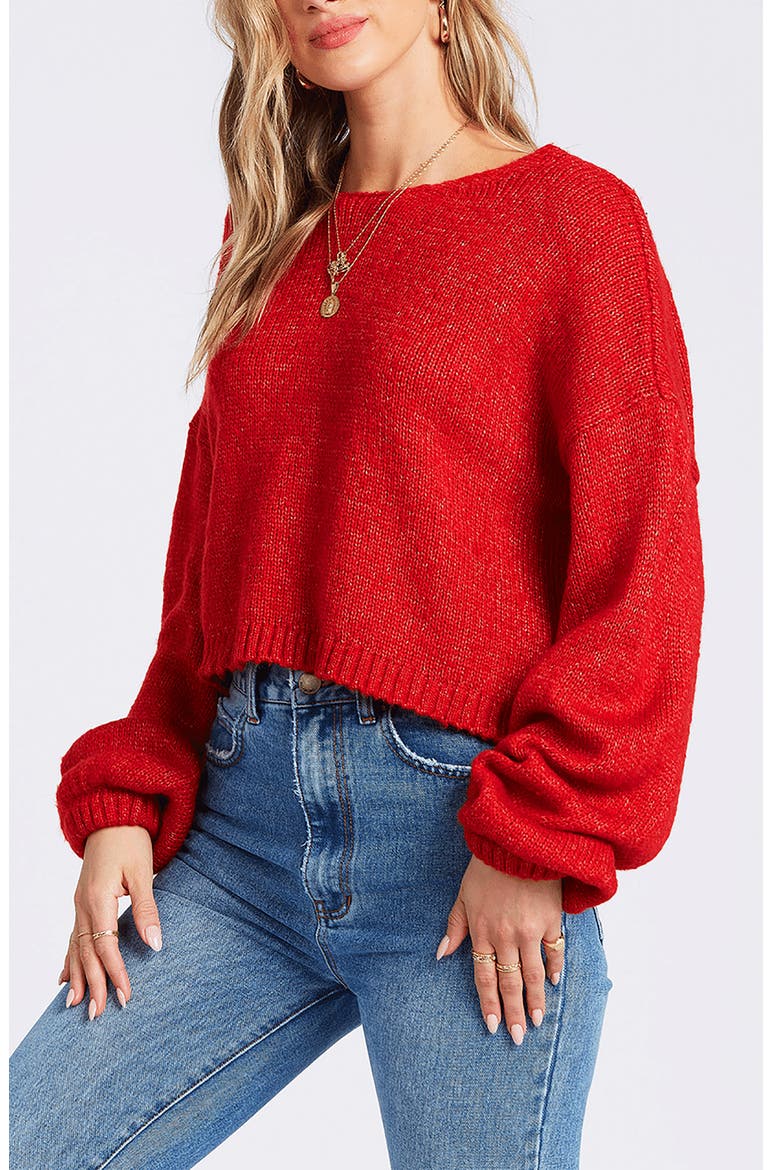 Heart to Heart V-Back Crop Sweater, Alternate, color, RUBY