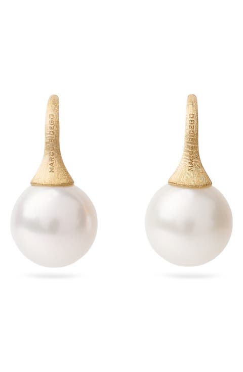18K Yellow Gold Freshwater Pearl Drop Earrings