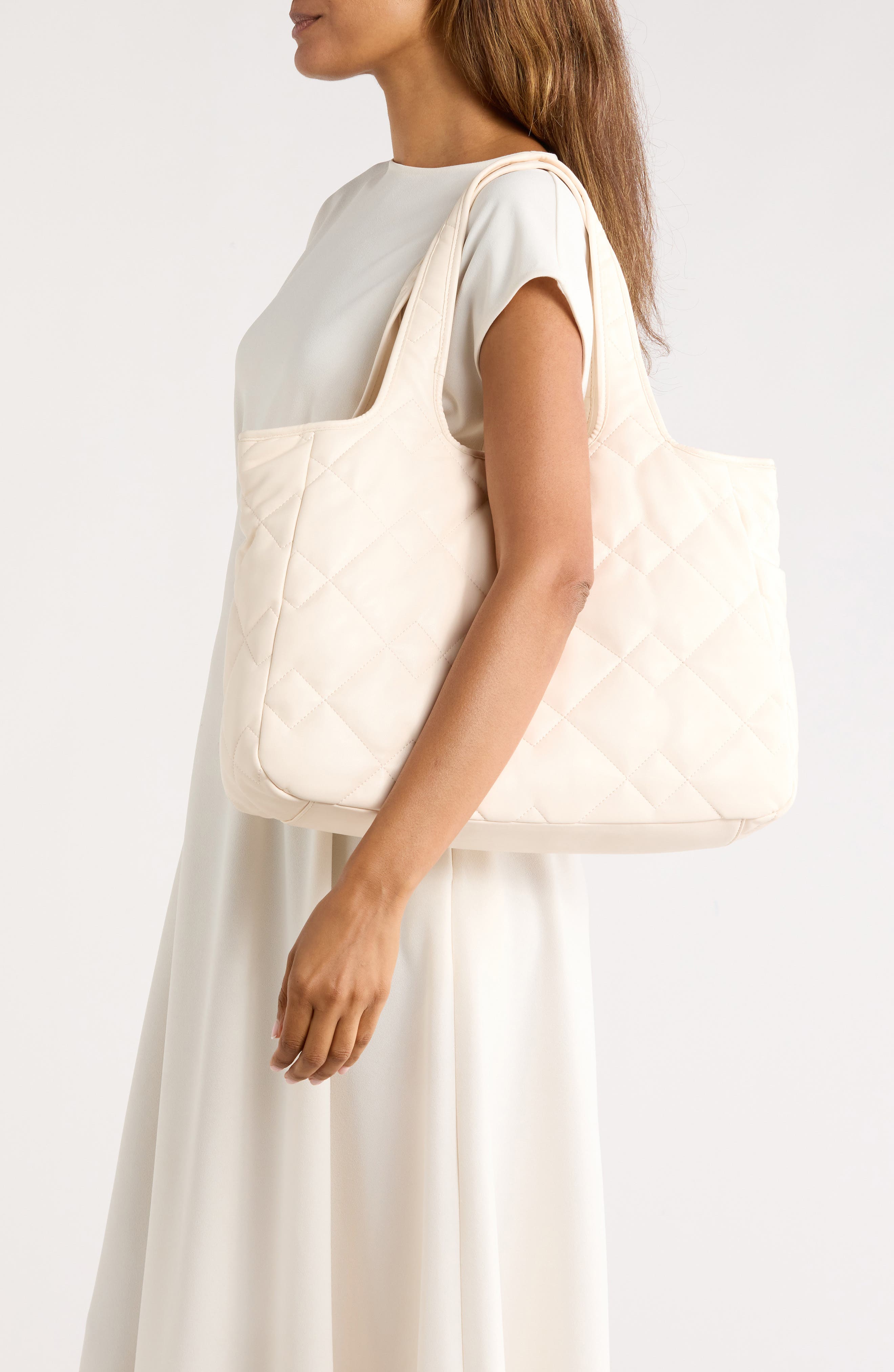 Sam Edelman Khiara Quited Tote Bag, Alternate, color, Ivory