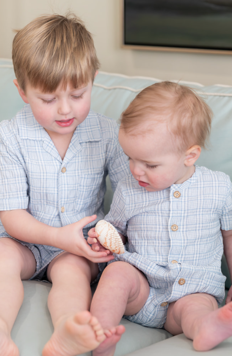 Little Paper Kids Graham Button Down Shirt, Alternate, color, Seaside Picnic