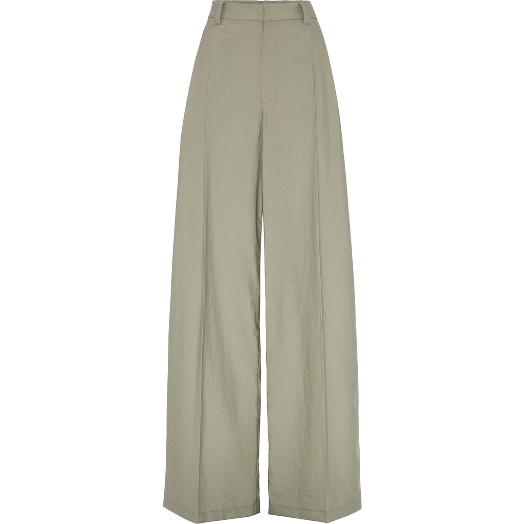 Brunello Cucinelli Techno Poplin Loose Tailored Trousers In Green