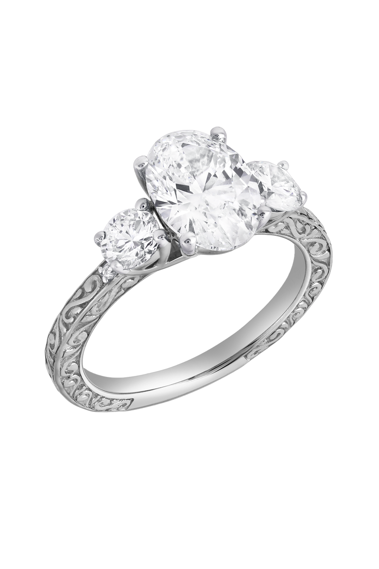 Caldria 14K Gold 2.65 Ct Oval Lab Grown Diamond Engagement Ring, Alternate, color, 14K White Gold