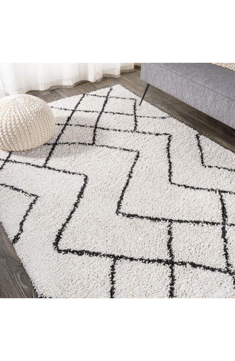 JONATHAN Y Alcudia Geometric Shag Area Rug, Alternate, color, Beige/Dark Gray