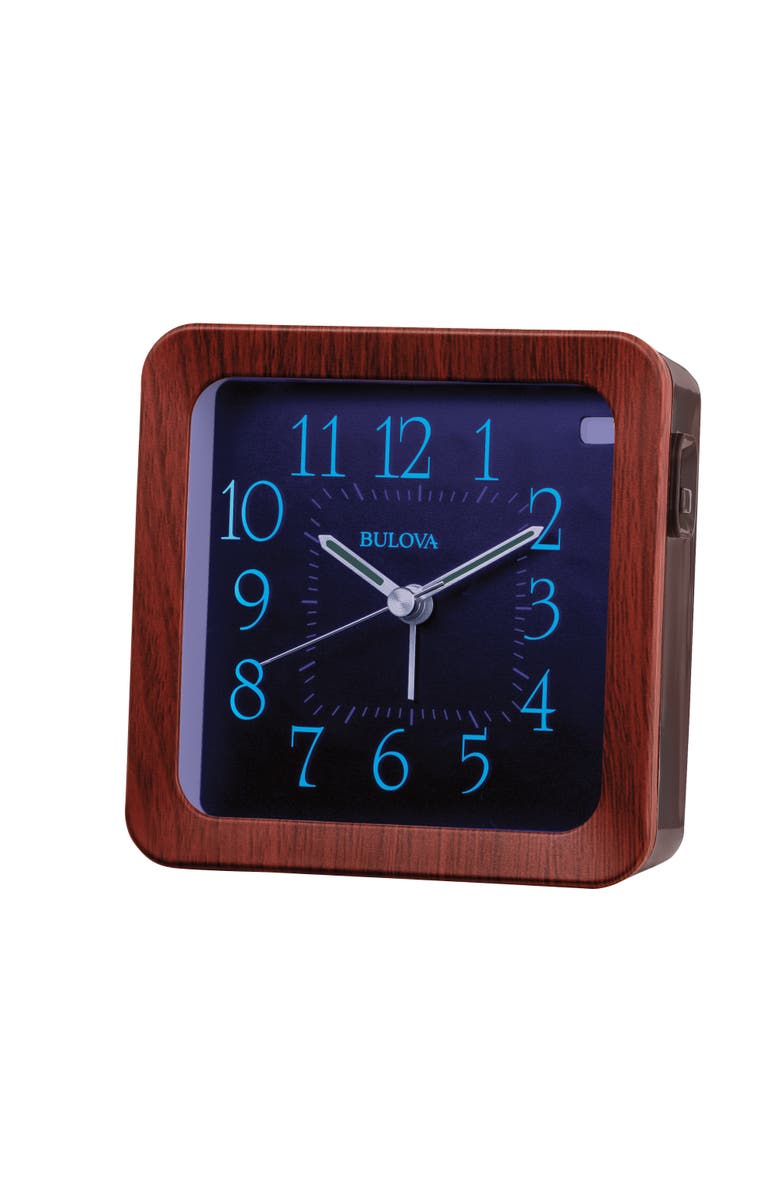 Bulova Clocks Manor Table Top Alarm, Woodgrain, Alternate, color, Brown